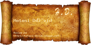 Hetesi Dávid névjegykártya